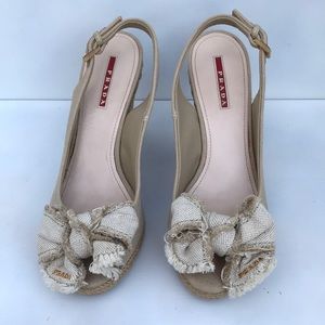 Prada Canvas Bow Espadrilles Wedge pumps